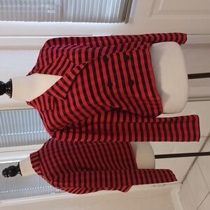 4/$40 Black & Pink Striped Blazer - Size M/L